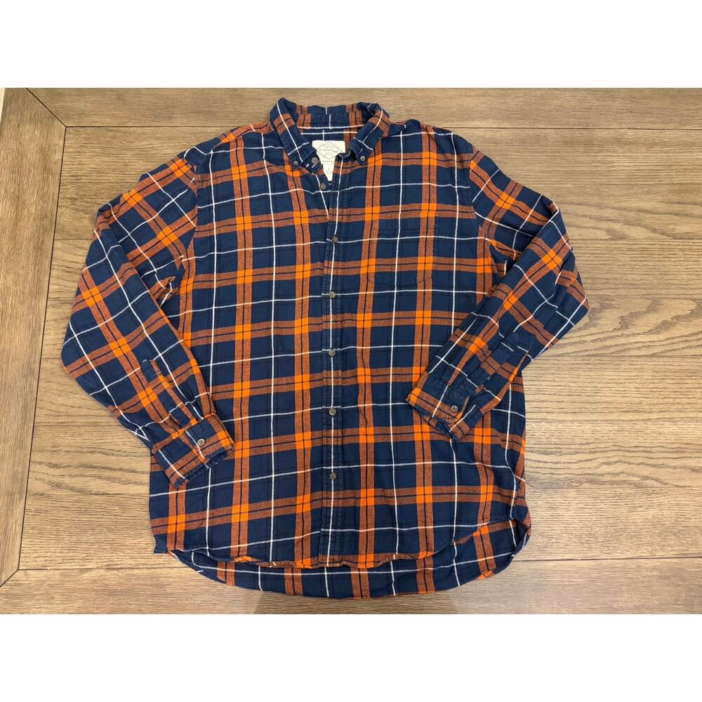 St John’s Bay Flannel Shirt XL Blue Orange Plaid